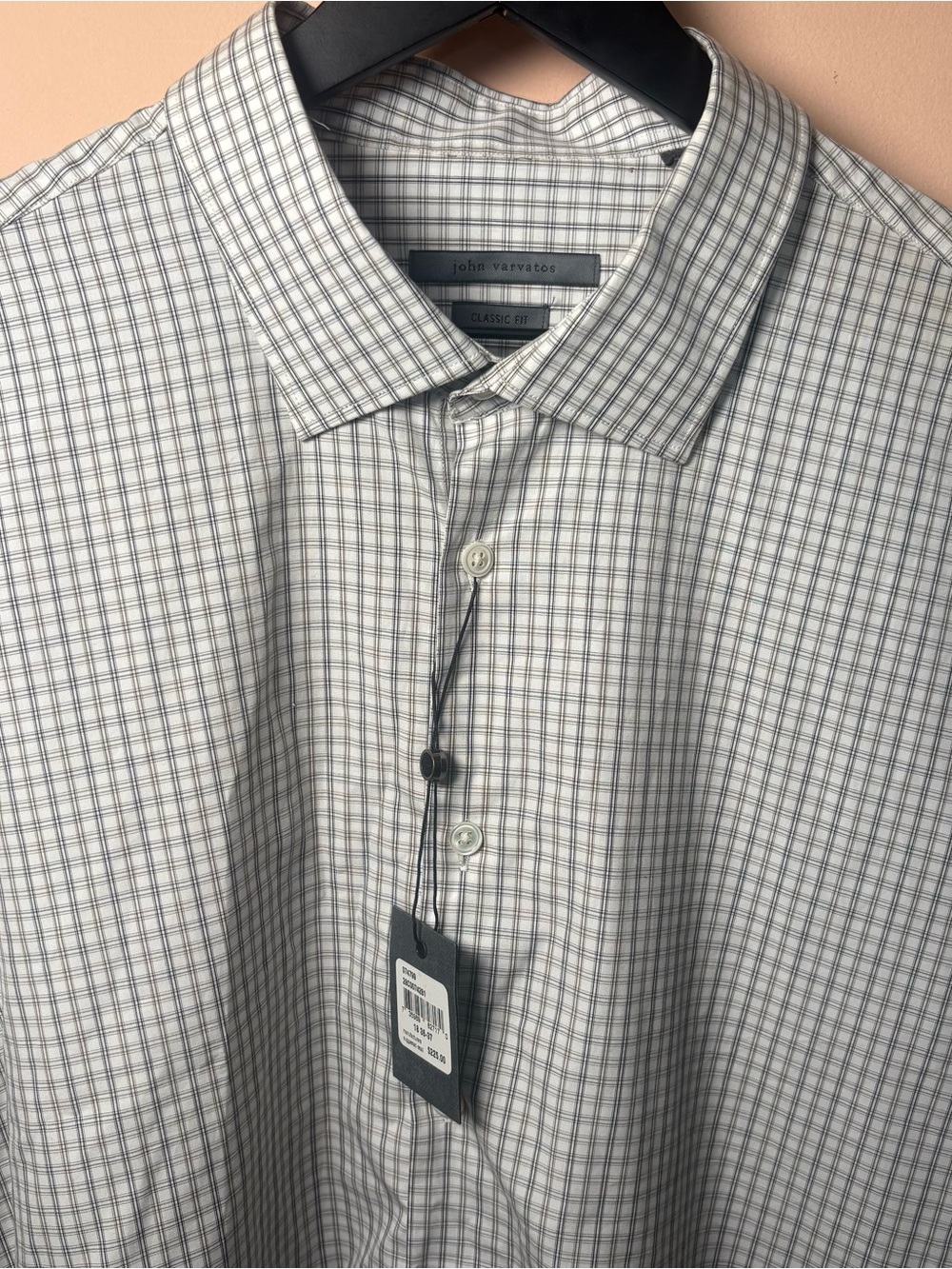 NWT John Varvatos Plaid Dress Shirt Classic Fit XXL 18 36/37 MSRP $225